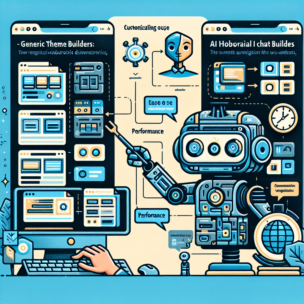 Animated image showcasing various themes of web development with a robotic character representing AI technology.