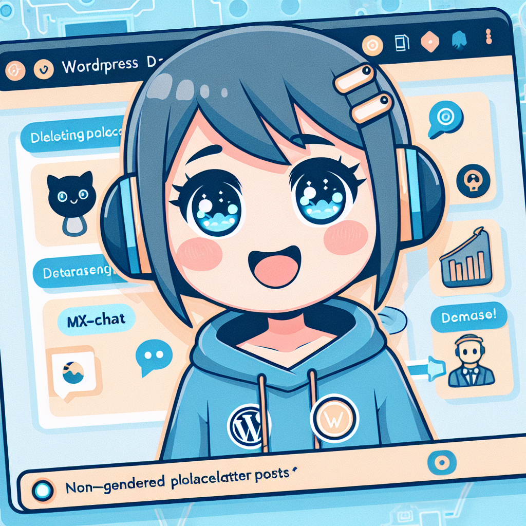 An animated character with headphones set against a backdrop with various tech and social media icons.