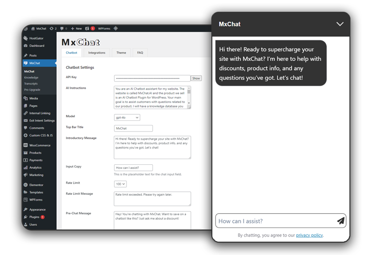 Showcase of MxChat in use