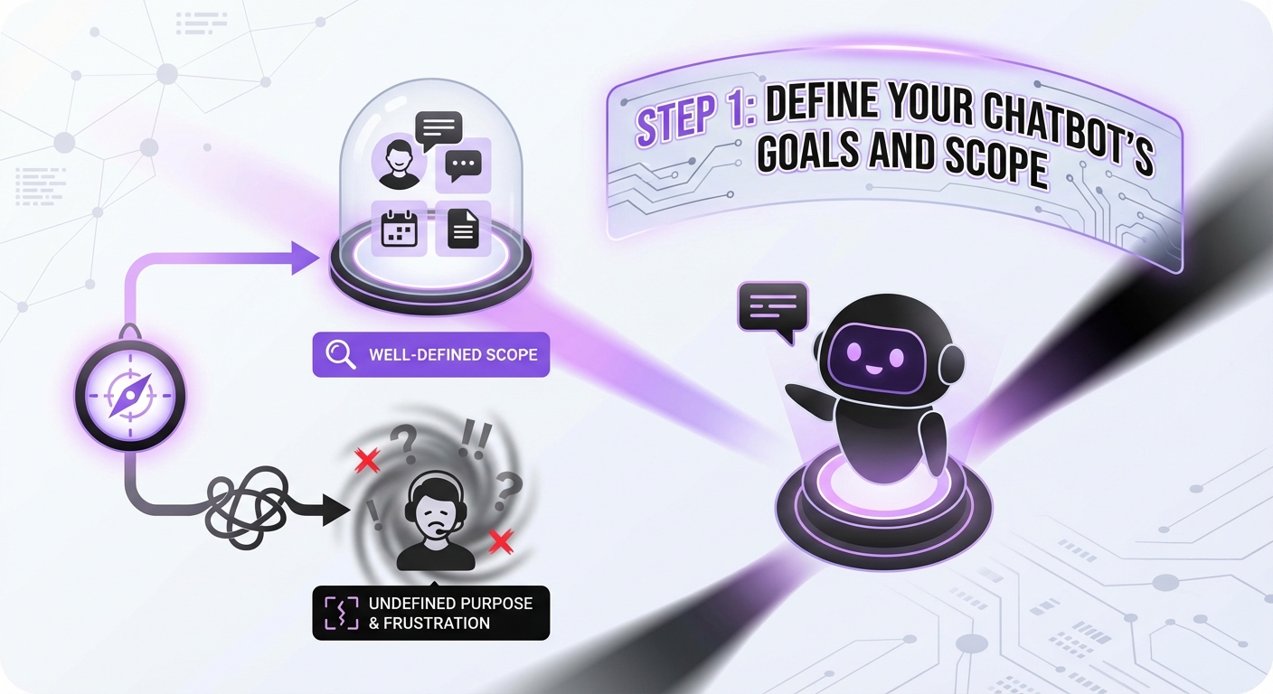Illustration for: Step 1: Define Your Chatbot's Goals and Scope