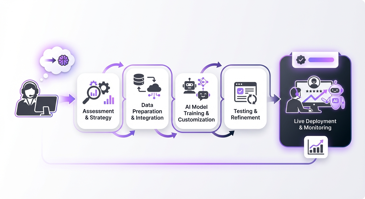 Illustration for: A Step-by-Step Guide to Implementing AI Customer Support