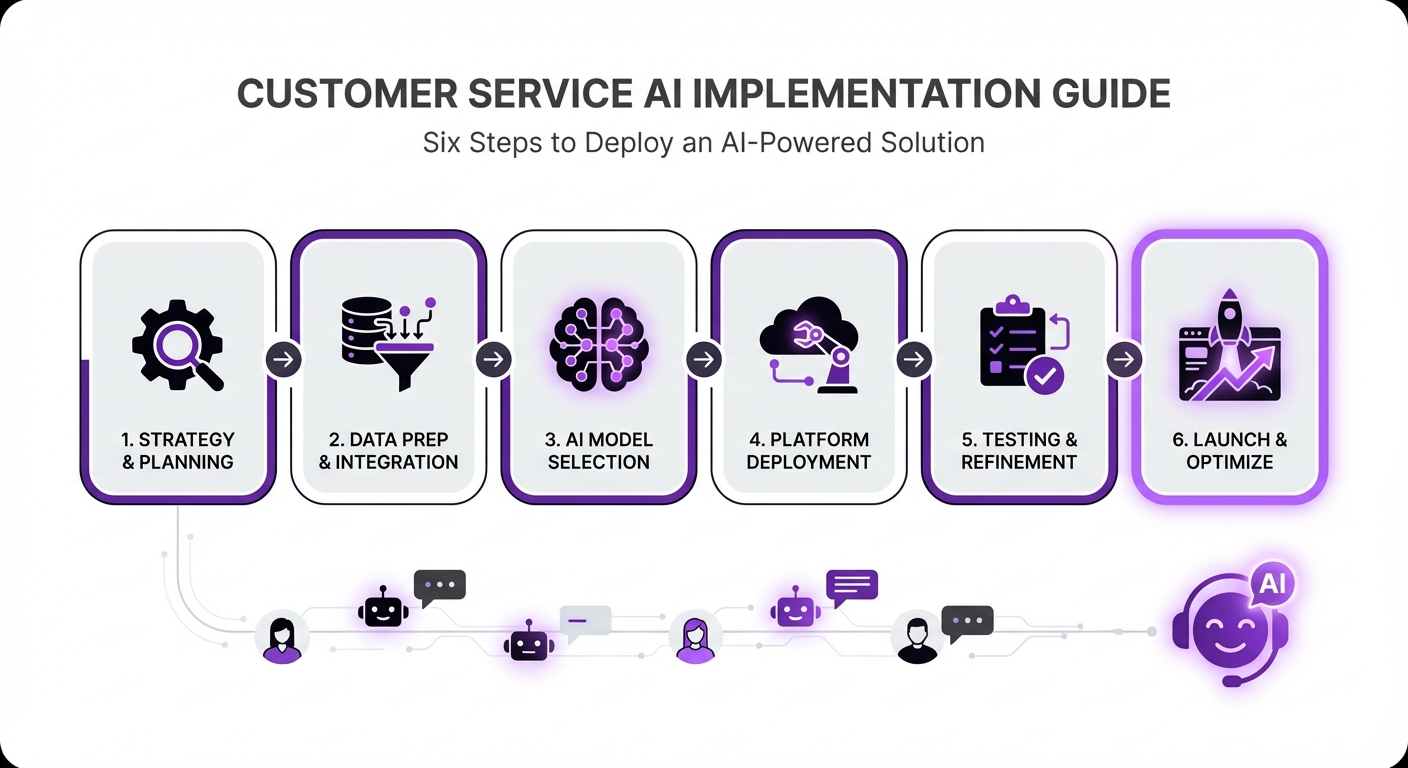 Illustration for: A Step-by-Step Guide to Implementing AI in Customer Service