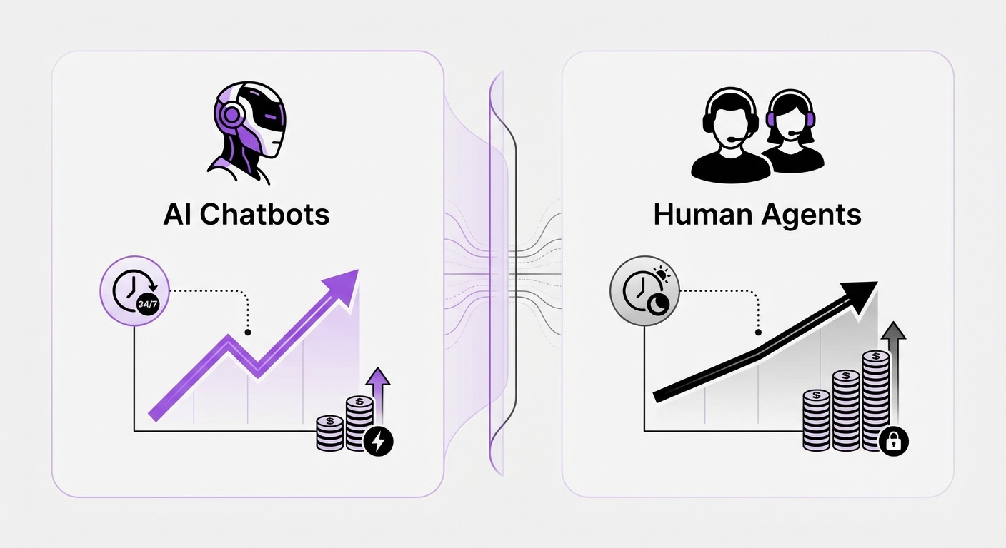 Illustration for: Key Comparison Criteria: AI Chatbots vs Human Agents