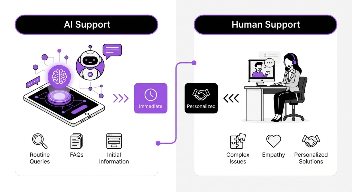 Illustration for: The Comparison at a Glance: AI vs. Human Support